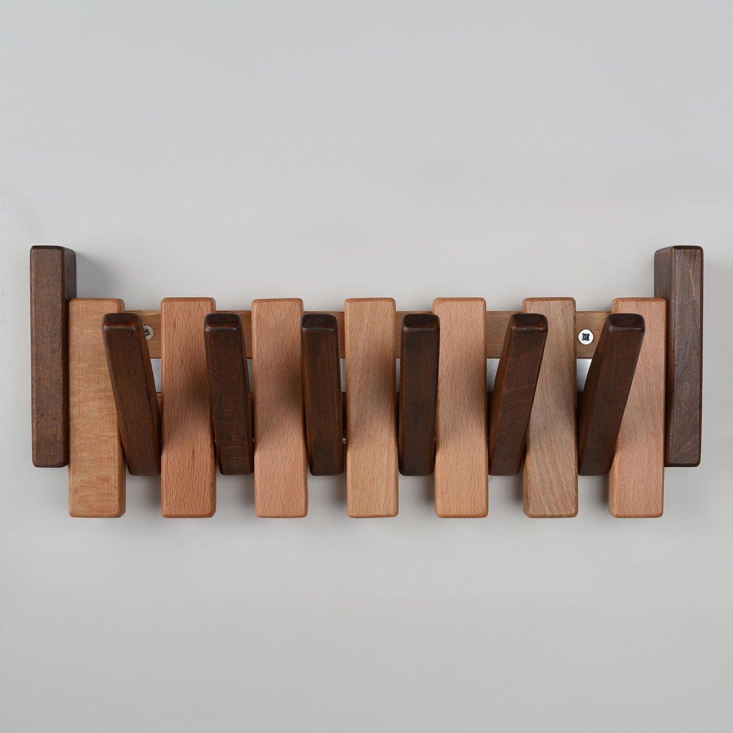 TEXAS BEST GIFT Piano Key Coat Rack – 6-Hook Wall-Mounted Rack in Solid Beech – Space-Saving Flip Hooks – Entryway Organizer for Coats, Hats, Bags