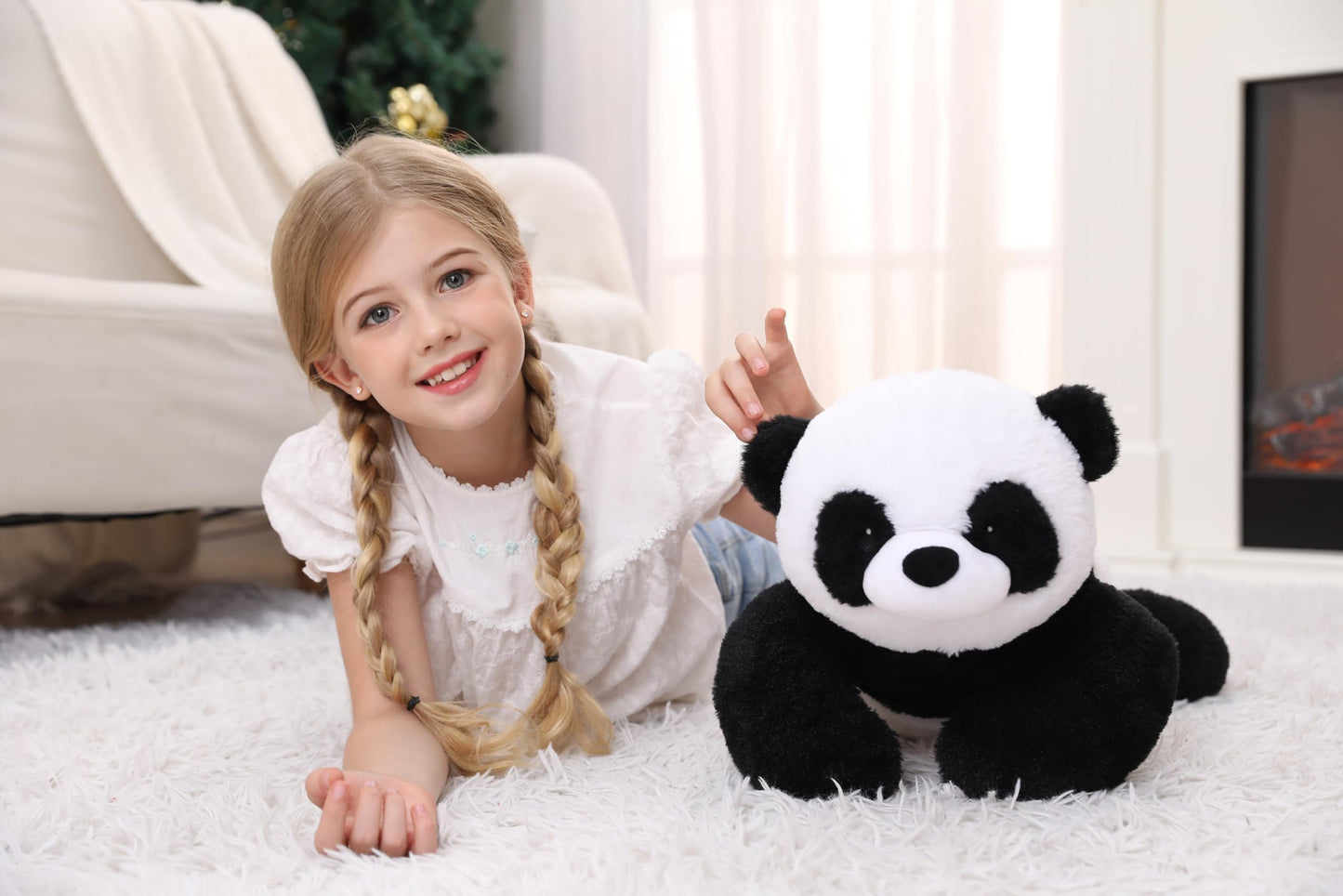 JellyMallow 5 lbs 24 inches Panda Weighted Stuffed Animals, Cuddly Weighted Panda Plush Pillow Giant Plushie Ideal Gift for Adults & Kids