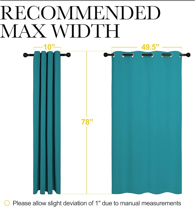 NICETOWN Room Darkening Curtains 78 inch Length 2 Panels, Thermal Insulated Grommet Blackout Curtains for Modern Casual Elegant Bedroom Kids Room Theme Decoration (Peacock Teal, 2 Pieces, W55)