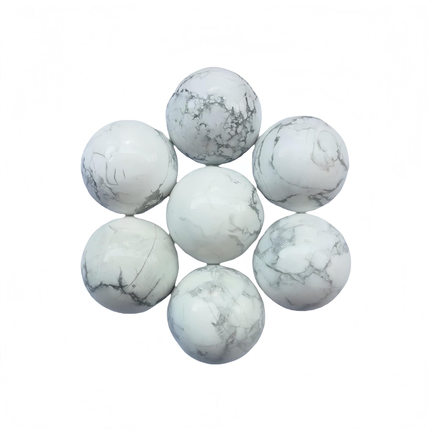 Sunshcat Natural White Howlite Turquoise 0.78 Inchs Crystals and Healing Stone Ball Set,Home Desktop Feng Shui Array Decoration(7 Pieces) ﻿