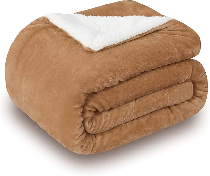 SOCHOW Sherpa Fleece Throw Blanket, Double-Sided Super Soft Luxurious Plush Blanket Throw Size, Camel, 50x60 inches