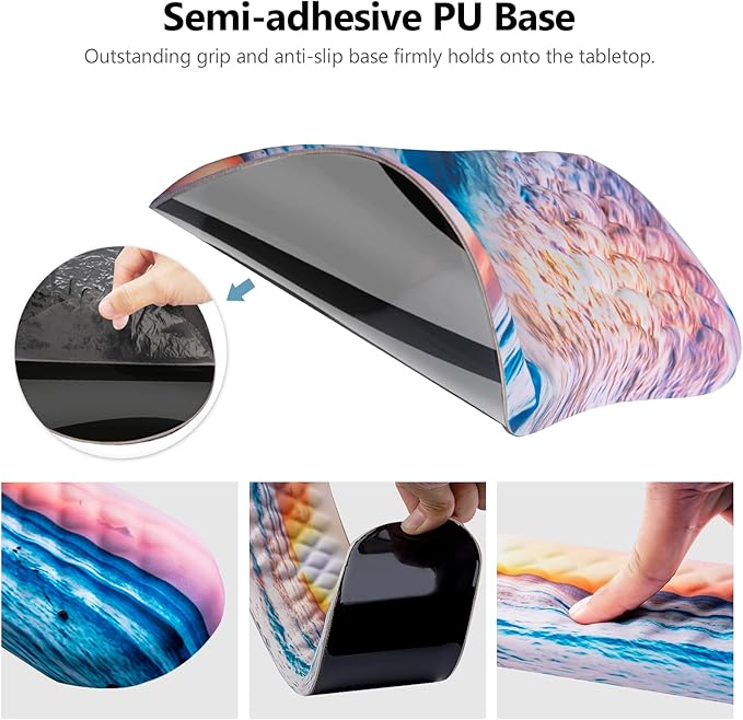Mouse Pad Wrist Support, Laokiiy 2 in1 Keyboard Wrist Rest+ Ergonomic Mouse Pad, Non-Slip Wrist Rest for Computer Keyboard, Made Easy Typing & Relieve Wrist Pain(Sunrise Beach)