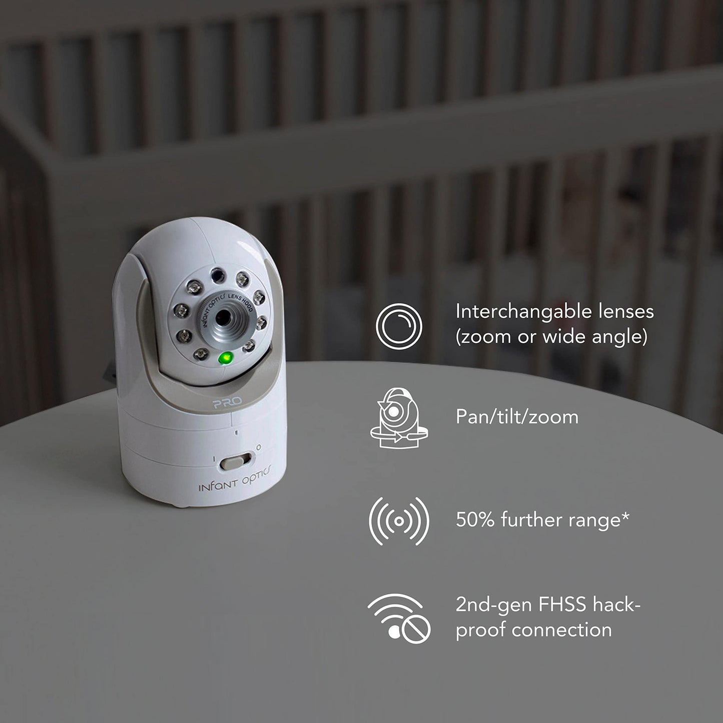 Infant Optics DXR-8 PRO - Patented Active Noise Reduction (ANR), 5” HD Video Baby Monitor with 1 Camera, No WiFi, Hack-Proof,Pan Tilt Zoom, Interchangeable Lens