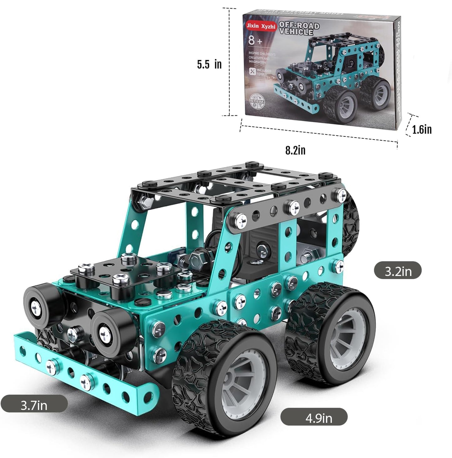 Jixin Xyzhi Buildable 3D Metal Engineering Kit 194-Piece STEM Set for Ages 8-16 Develops Logic Skills DIY Project Ideal Gift for Kids (Blue)