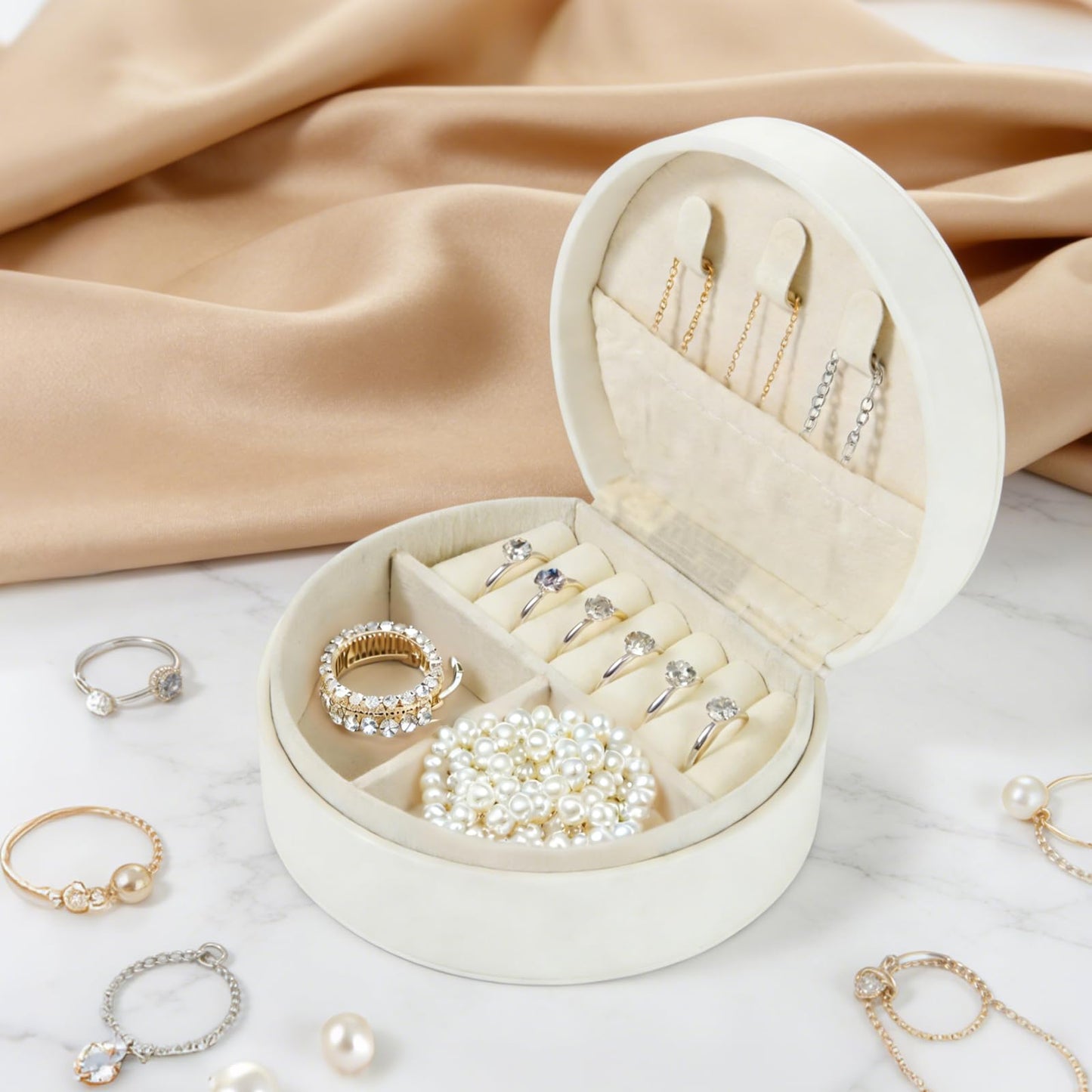 LOLYSIC 12 Pack White Travel Jewelry Case Mini Leather Earring Storage Organizer, Compact Bridesmaid Gift Box for Women’s Travel Jewelry Storage
