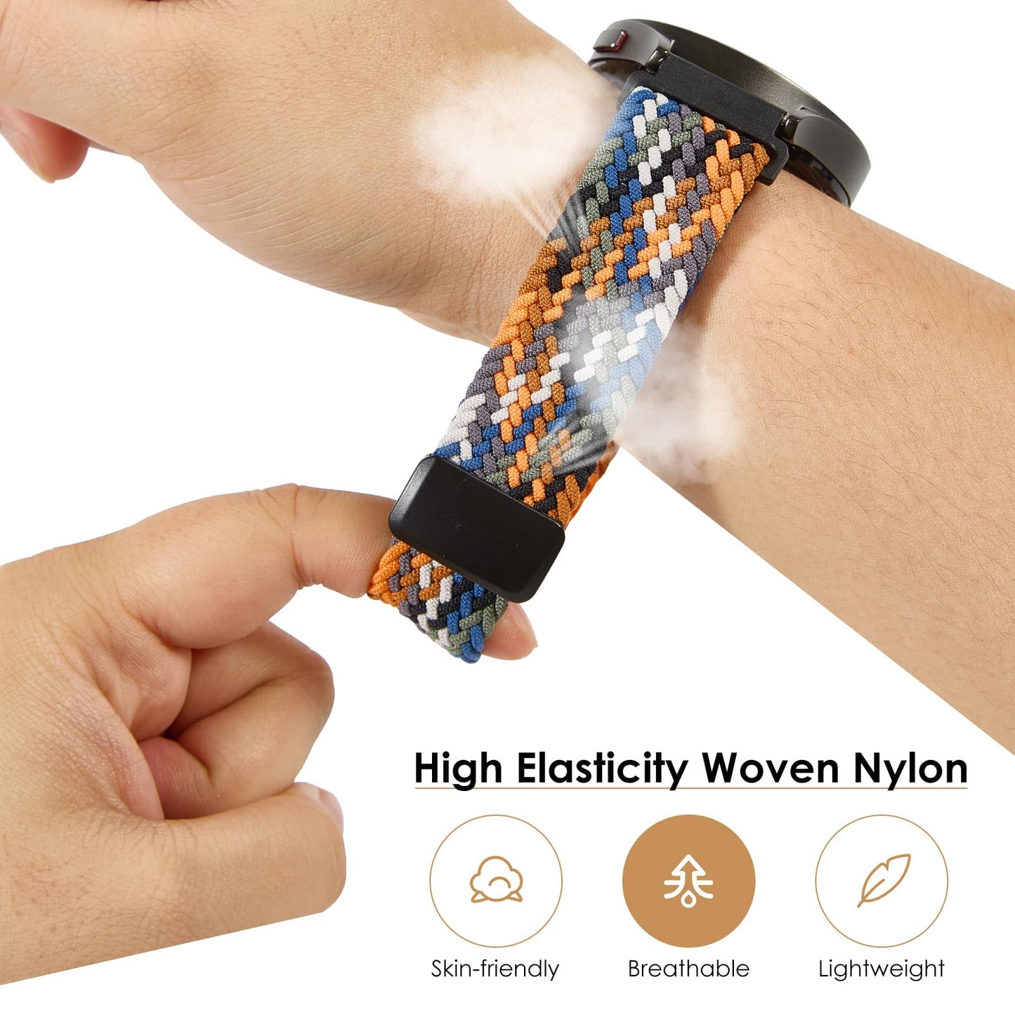 SIMYYO Nylon Magnetic Bands Quick Release Braided Nylon Watch Bands Stretchy Sport Replacement Strap for Men and Women 18mm 19mm 20mm 22mm
