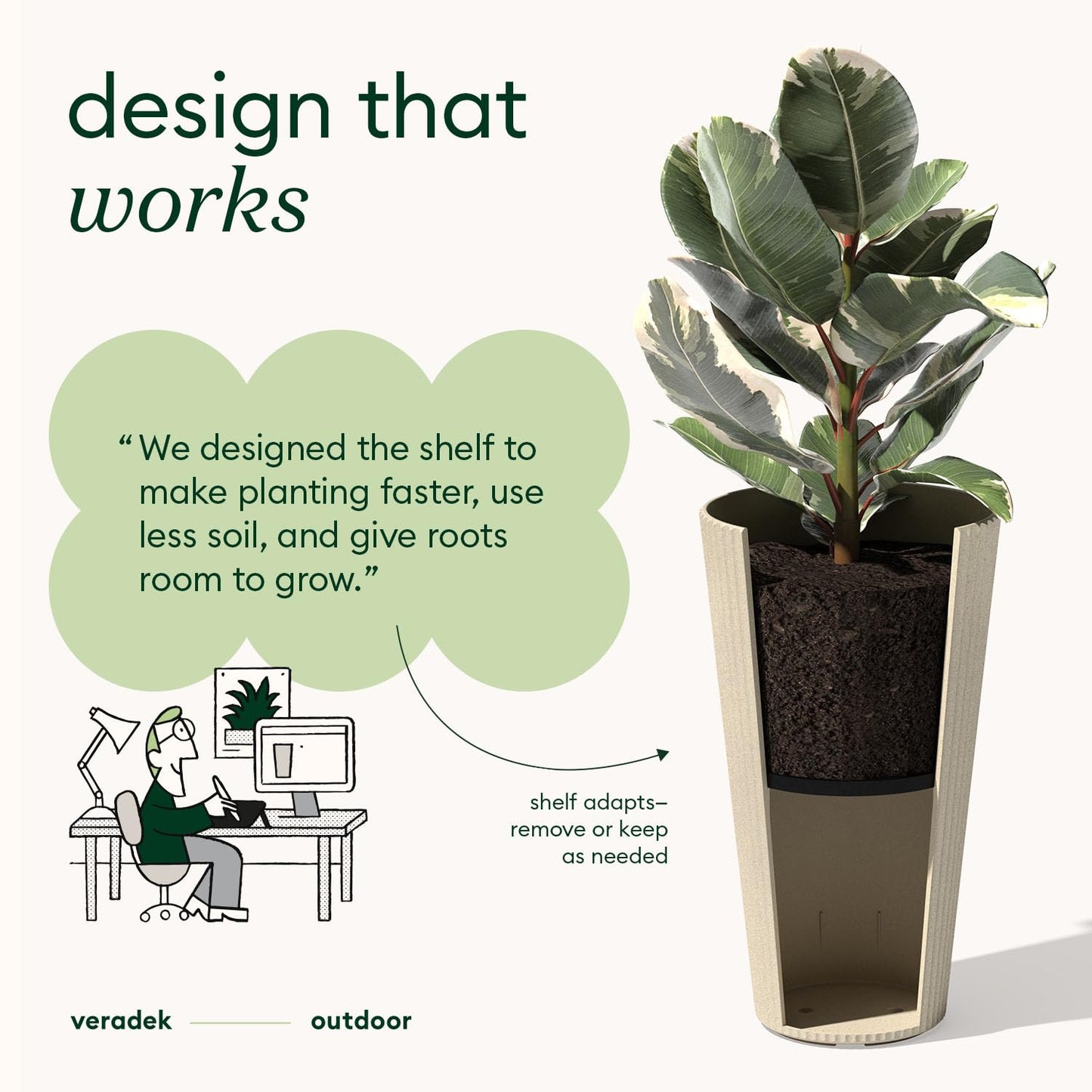 Veradek Demi Series Tall Planter for Porch, Patio, Backyard | Durable Plastic-Stone Composite Material | Modern Décor for Tall Plants, Grasses