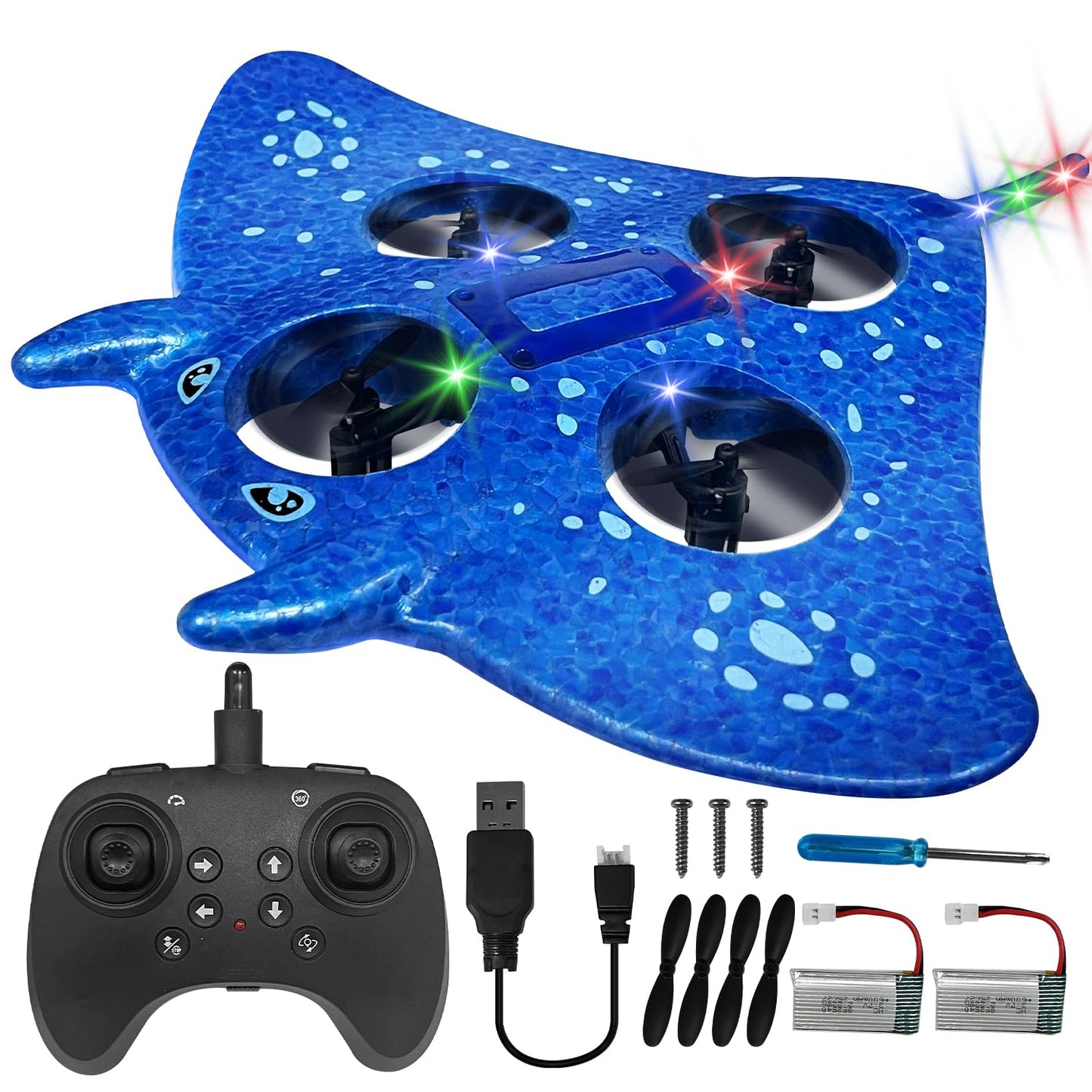 RC Airplane for Kids and Beginners, 2.4GHz Remote Control Drone with 2 Batteries, 360° Drop-Resistant Stunt Spin Remote Fighter Jet with Lights Outdoor Flying Toy