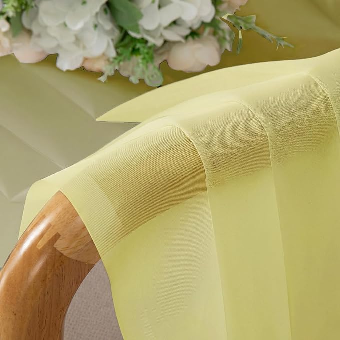 Lecloud Goose Yellow Sheer Curtains 90 Inches Long 2 Panels, Voile Rod Pocket Light Filtering Window Curtains for Living Room Bedroom Dining Room, Airy Drapes for Balcony, Each Panel 42" W x 90" L