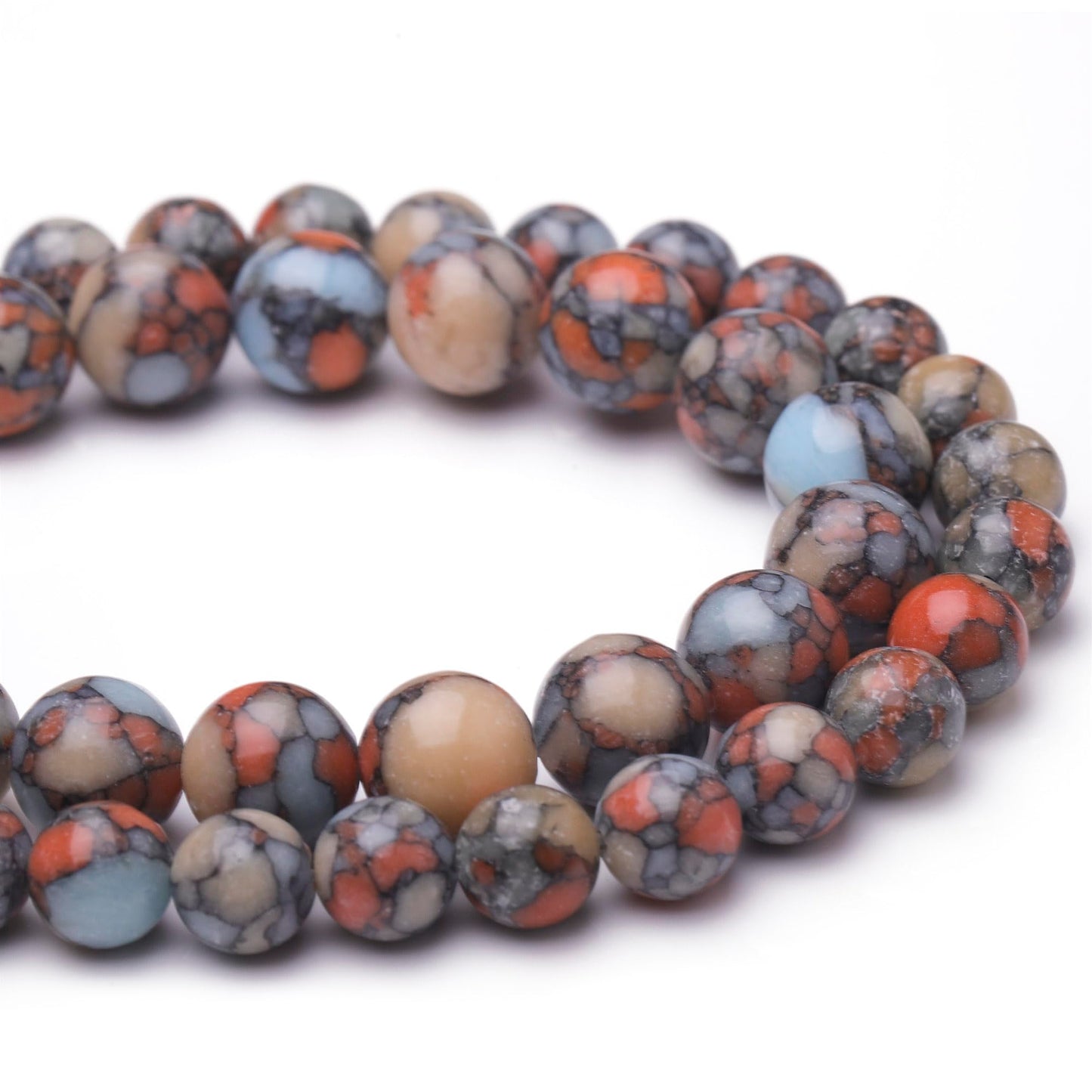 Chicager Natural Stone Beads for Jewelry Making,8mm Colorful Imperial Jasper Polished Smooth Round Gemstone Beads for Bracelet Necklace 15 Inch