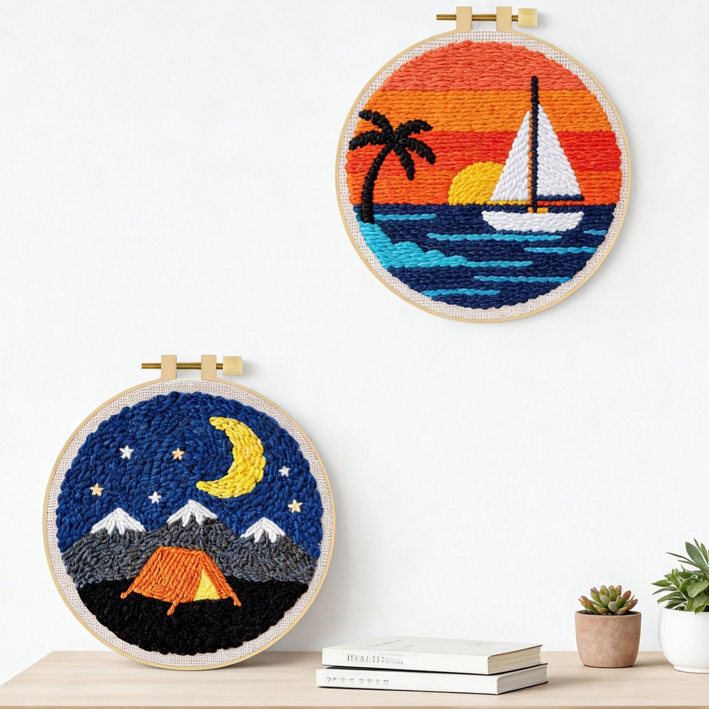 LACHLAND Punch Needle Kit Beginners, Landscape Stitching Kit for Adults&Teens DIY Embroidery Starter Craft with Yarn Needle Tool Easy Hobby Home Decor Gifts for Craft Lover (Sailing)