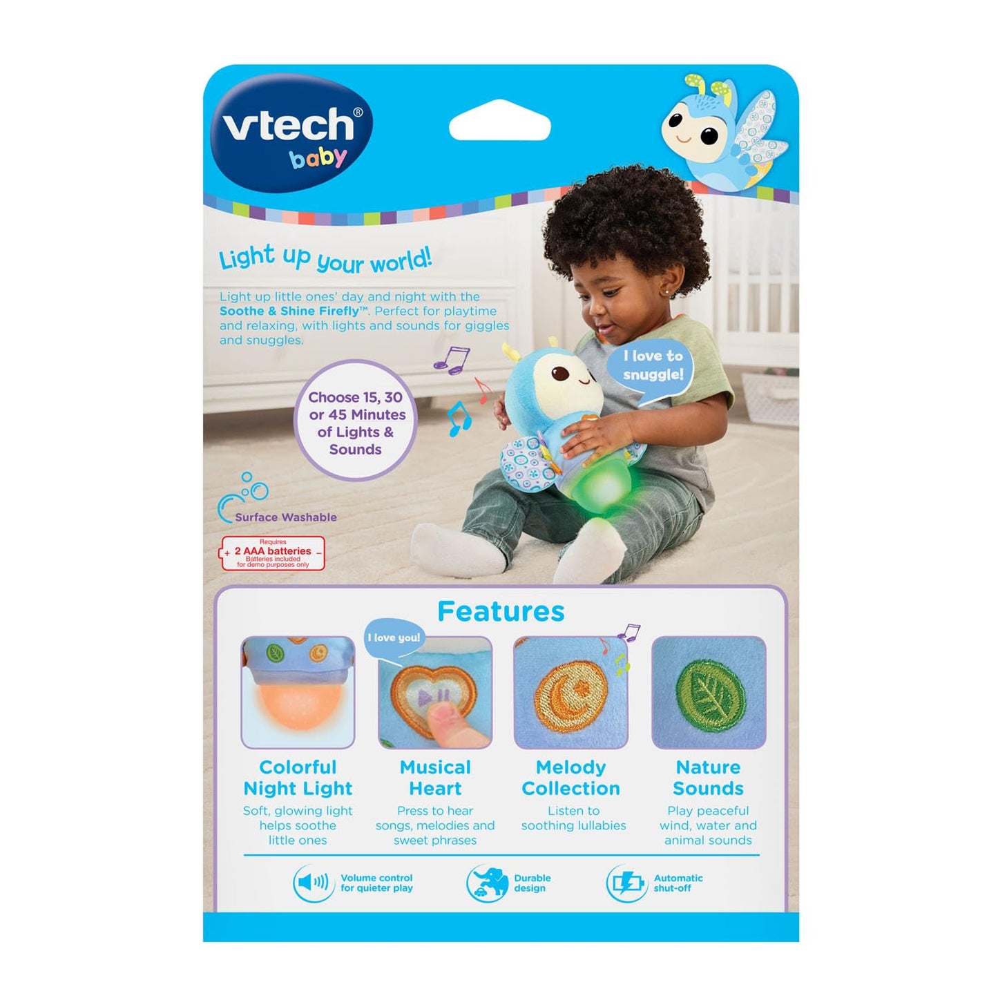 VTech Baby Soothe and Shine Firefly Musical Plush with Color Changing Night-Light and Timer