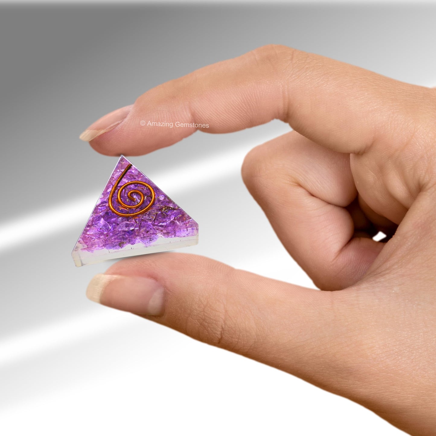 Amazing Gemstone Amethyst Onyx Orgone Pyramid - 30mm Small Orgonite Pyramids with Crystals and Healing Stones - Authentic Organite Gifts
