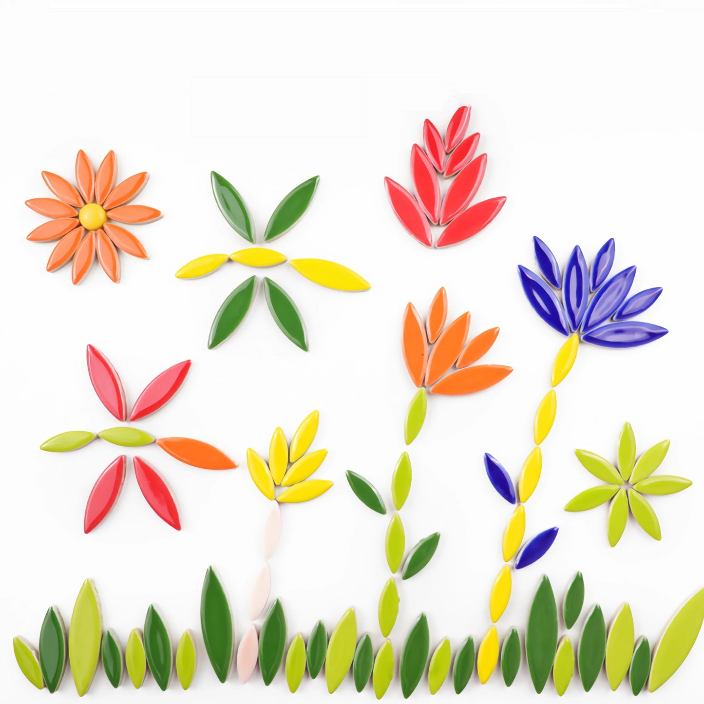 ZWCT 200g Ceramic Mosaic DIY Set Colorful Petal Ceramics Leafy Vein Mosaic Tiles Craft Materials Mosaic Art Materials - Light Green