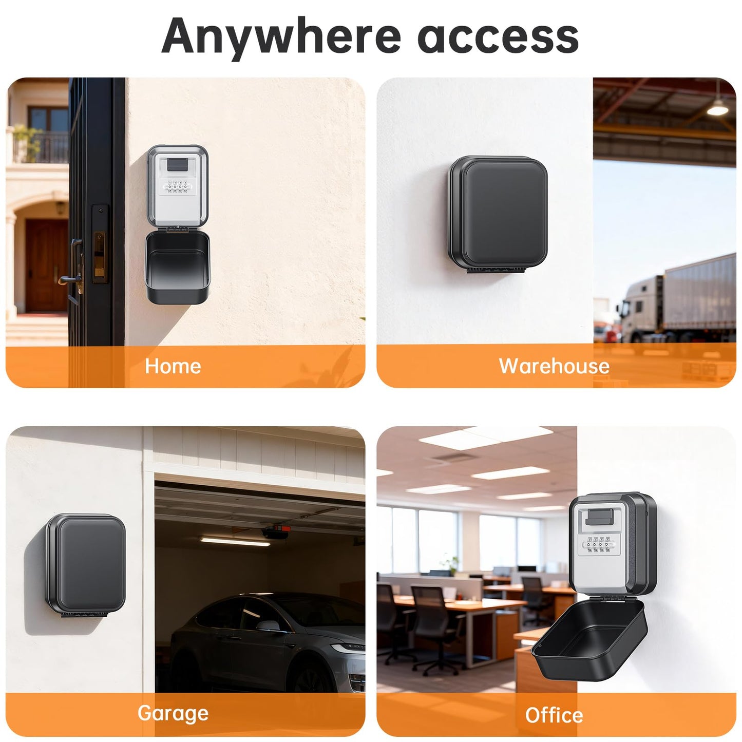 TOSICAM Light Up Key Lock Box - Waterproof Wall Mount Portable 4-Digit Combination Key Safe Storage for Outdoor/Home/Airbnb/Emergency/Realtor/Large Capacity/Resettable Code