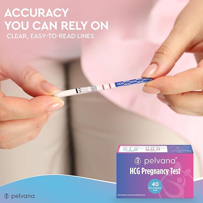 Pelvana Pregnancy Test Strip Value Pack 40 HCG Pregnancy Test Strips for Early Detection up to 6 Days Sooner - Easy to Understand for at Home Use - Ideal for Women Trying to Get Pregnant Naturally