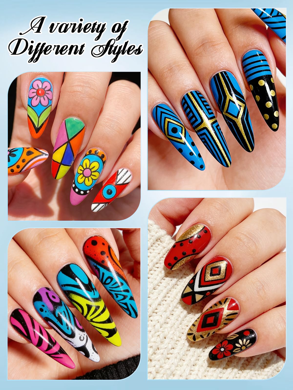 EBANKU 24 Pcs Nail Art Pens Set, Nail Polish Pens Quick-Drying Nail Art Markers Acrylic Paint Nail Point Graffiti Dotting Liner Pen No Squeeze Needed for Christmas Party