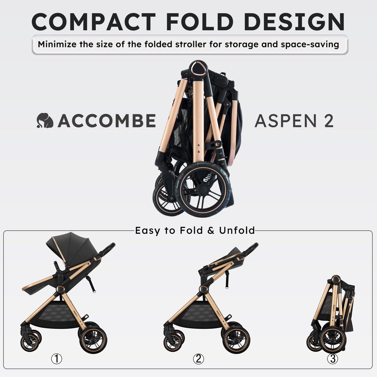 Accombe 2 in 1 Baby Stroller, Convertible Bassinet Pushchair for Infants and Newborns 0-36 Months