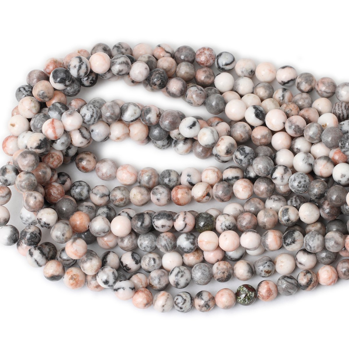 CHEAVIAN 45PCS 8mm Natural Pink Zebra Jasper Round Loose Beads for Jewelry Making DIY Handmade 1 Strand 15"