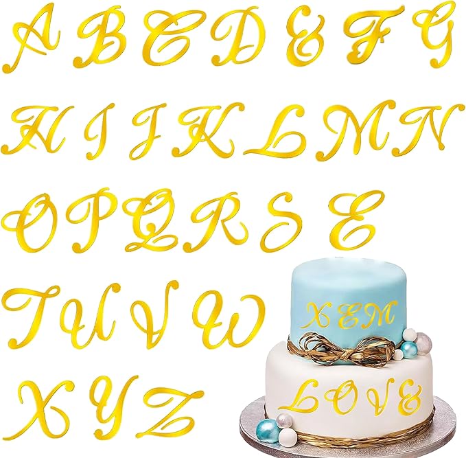 Gold Acrylic Alphabet Cake Topper Set