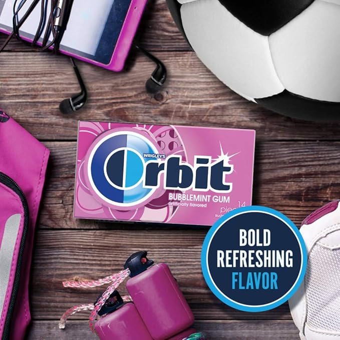 ORBIT Bubblemint Chewing Gum Sugar Free, 12 Packs of 14-Pieces (168 Total Pieces) Gum Packs Bulk