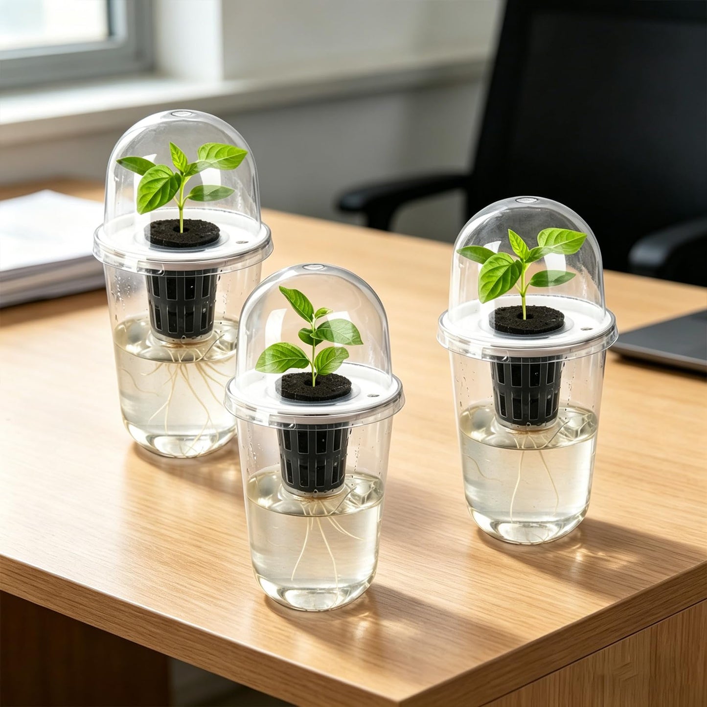Ronyes Clear Hydroponic Nursery Kit with Vented Humidity Domes 8 Packs, Corms Growing Container, Hydroponic Growing System, Tissue Culture Acclimation Kit