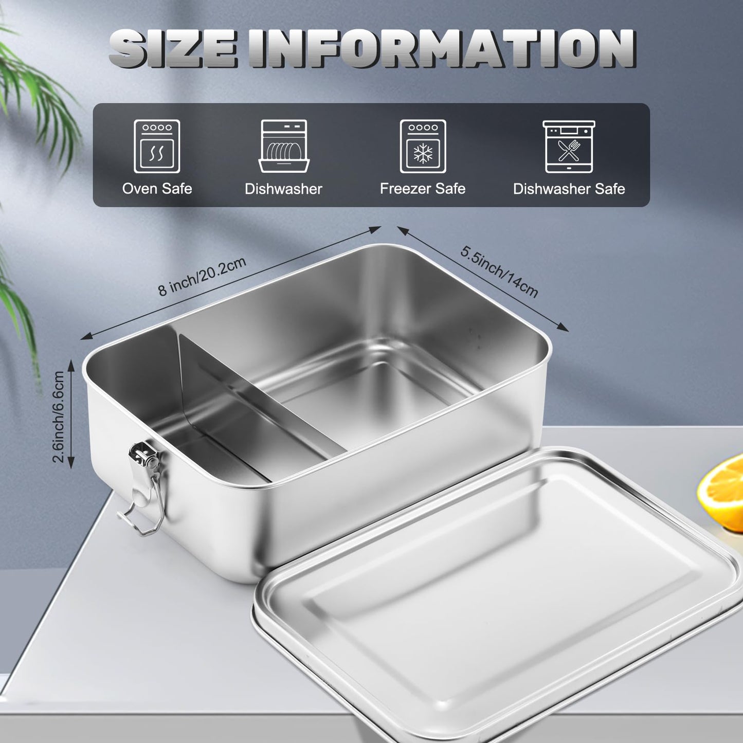 Umigy 4 Pcs Stainless Steel Food Containers 1400ml Metal Bento Lunch Box Stainless Steel Food Storage Containers, Lockable Clips to Leak Proof, Reusable Dishwasher Snack Boxes for Work