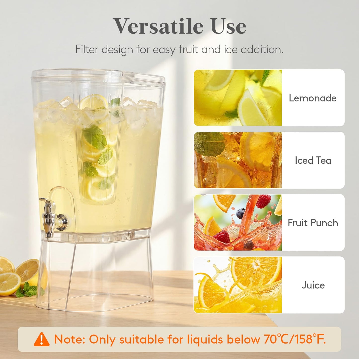 Lifewit 2 Gallon Drink Dispenser for Parties 2 Pcs, Large Plastic Beverage Container for Juice/Tea/Soda with Stand & Ice Core, Clear Lemonade Dispenser with Spigot, BPA Free Water Pitcher for Hosting