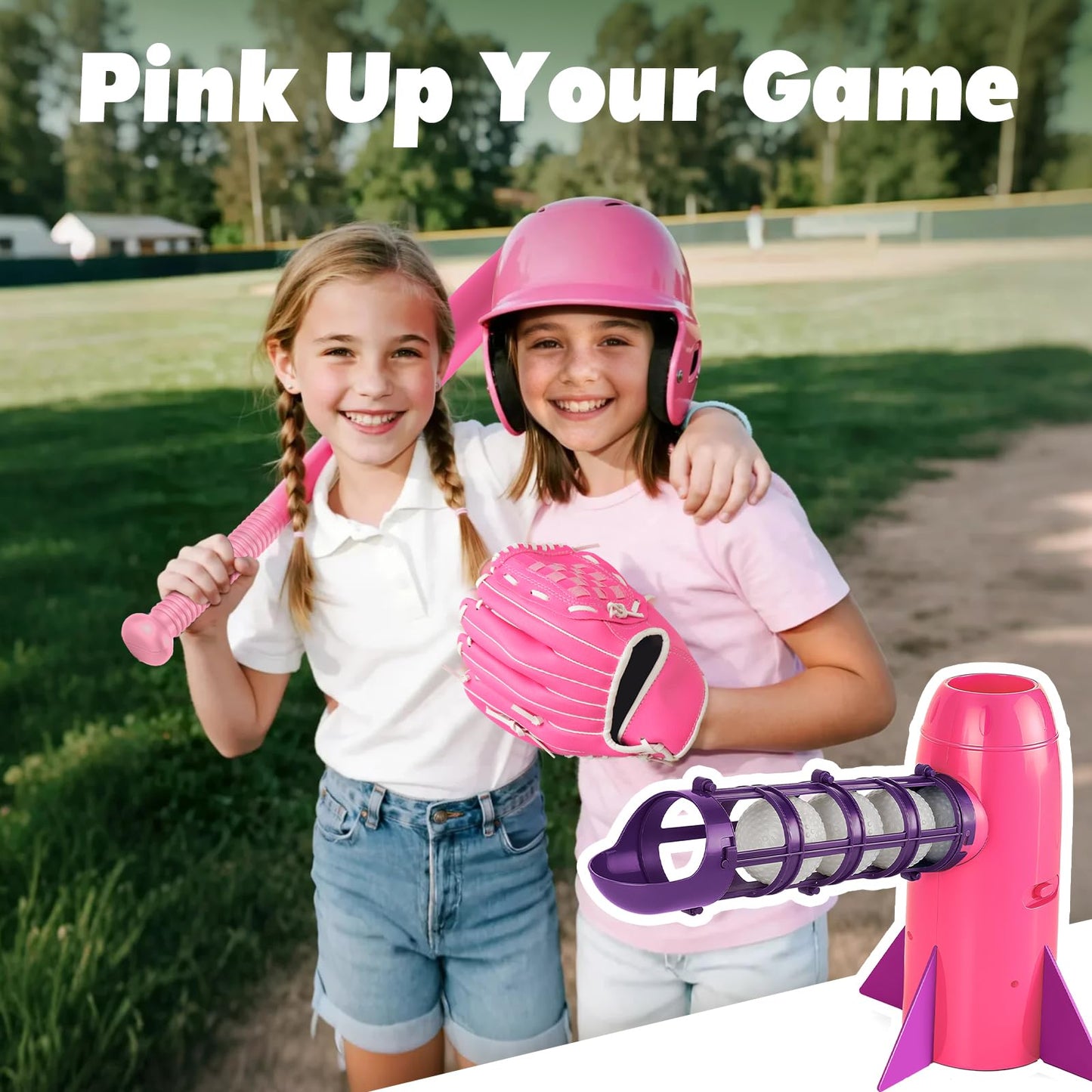 NIBBaNACAL Kids Baseball Pitching Machine, Pop-Up Baseball Popper for Hitting Practice, Auto Pop & Pitch Trainer Set with Bat, Balls & Glove, Backyard T-Ball Toy, Ages 5-10
