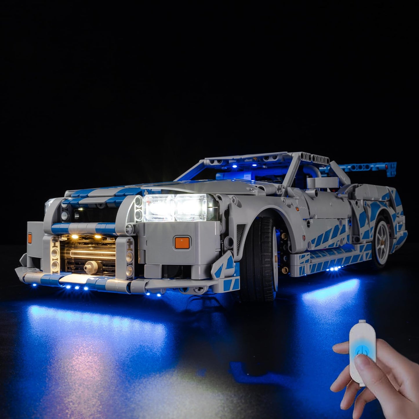 BrickSoul Upgrade Light Kit for Lego 42210 2 Fast 2 Furious Nissan Skyline GT-R (R34) Car Building | with ON/Off & Dimmer Switch & Hidden Cable Tech | Easy Install Lighting Set (42210 NOT Included)