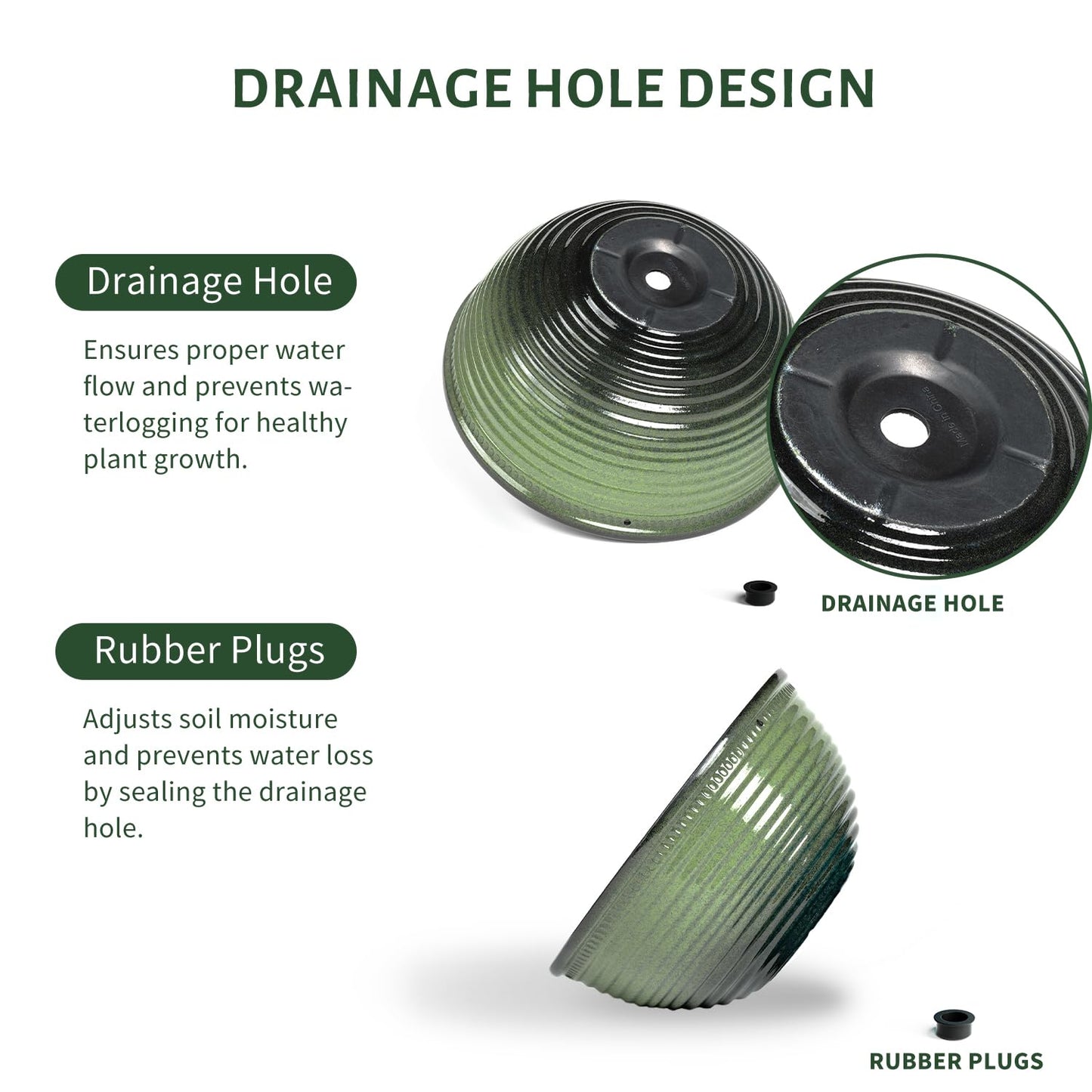 Vanslogreen 10 Inch Hanging Planter, 2 Pack Hanging Planters for Indoor Outdoor Plants, Hanging Pots with Drainage Holes for Garden Home (Green)