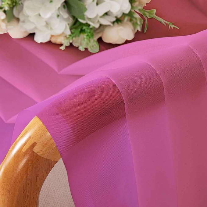 Chyhomenyc Sheer Curtains 63 Inch Length 2 Panels Set, Light Filtering Rod Pocket Window Curtain Treatment Drapes for Bedroom Living Room, Each 42Wx63L, Set of 2, Hot Pink