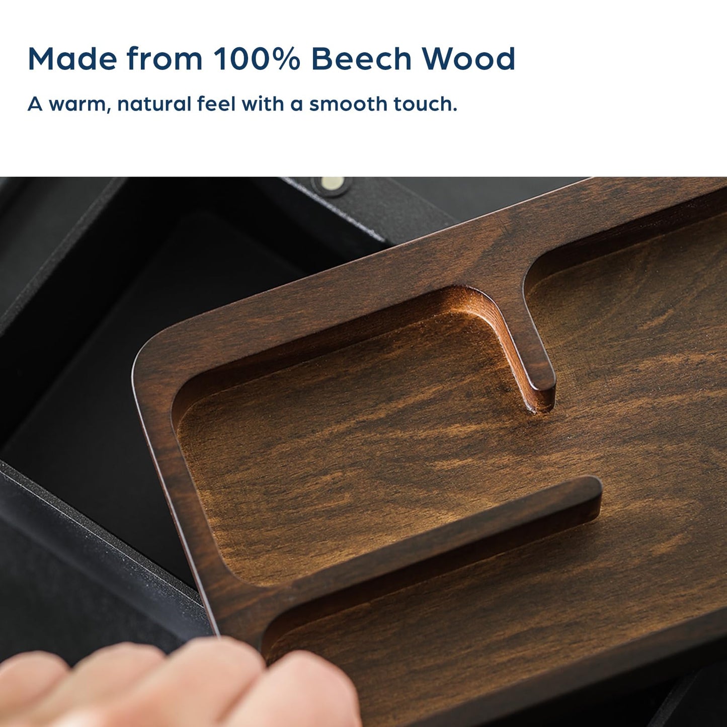 mordeco Revov Tray Box, EDC Valet Tray Box with Authentic Wood Magnetic Rotating Lid, Office Table, EDC Gear Organizer, Home Office, Desk Accessories (White)