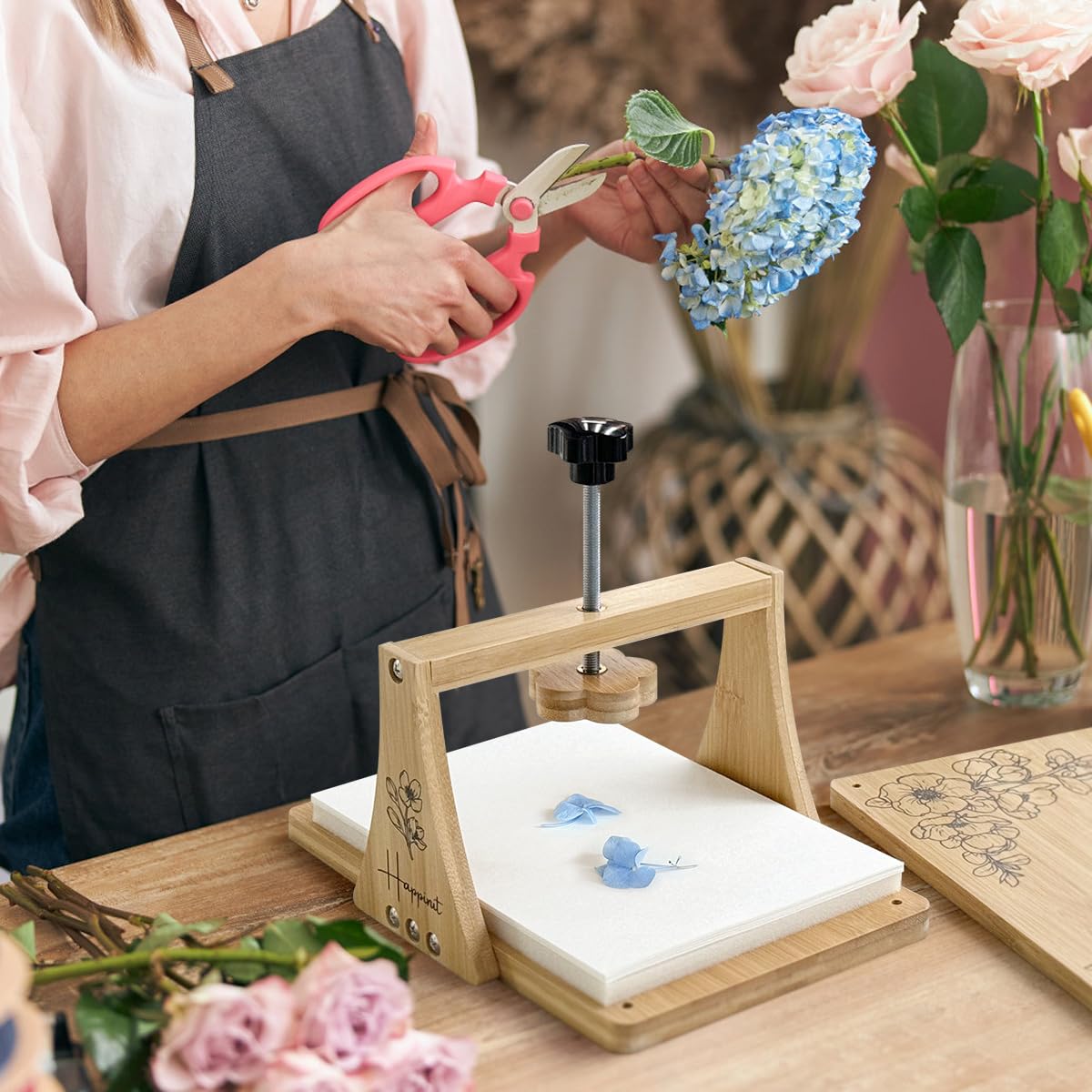 Happinit Large Flower Press Kit - 6 Layers 11" x7" Even Pressure for DIY Arts, Pressing for Adults, Dried Plant Preservation for Craft Lovers