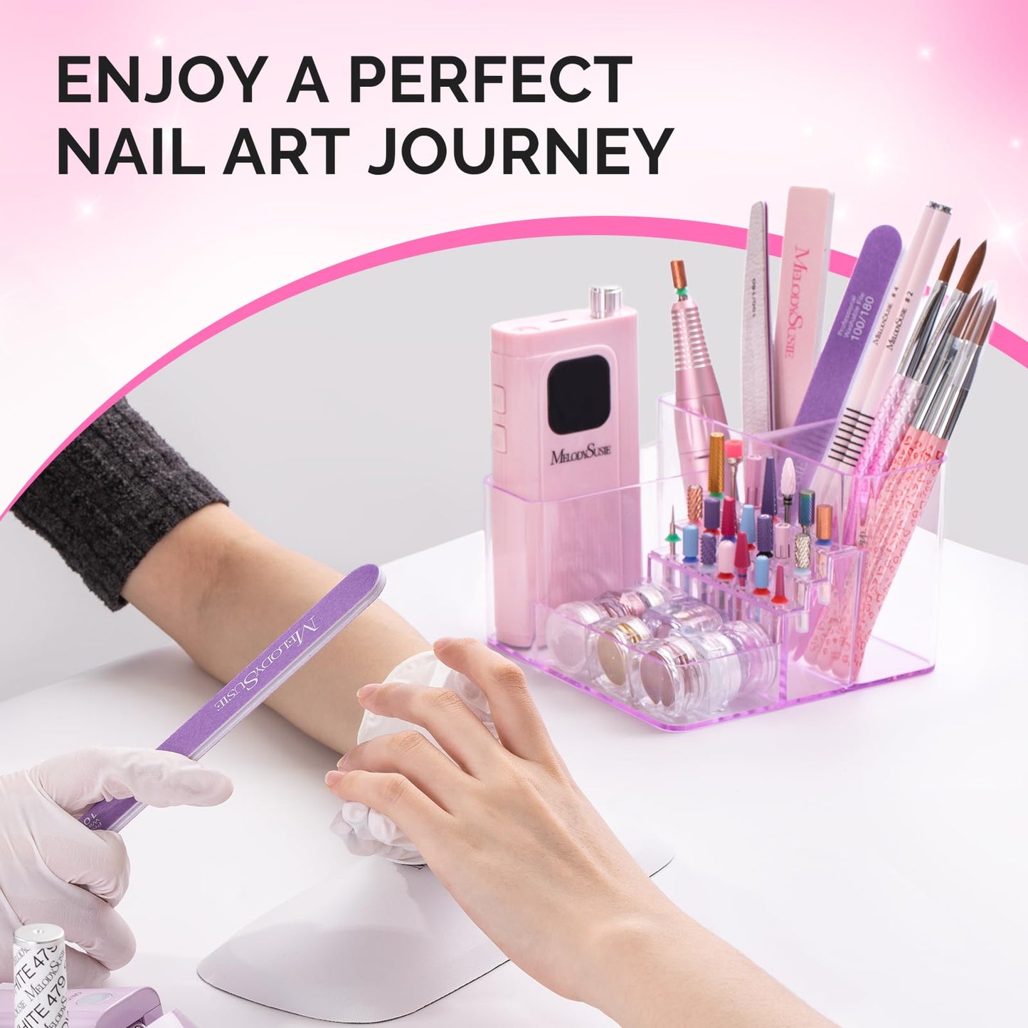 MelodySusie Nail Drill Holder, 21 Holes Nail Drill Bits Holder, Professional Acrylic Nail Tools Storage Box, Organizer Displayer for Manicure Efile Accessories Nail Drill Kit, Salon Home, Purple