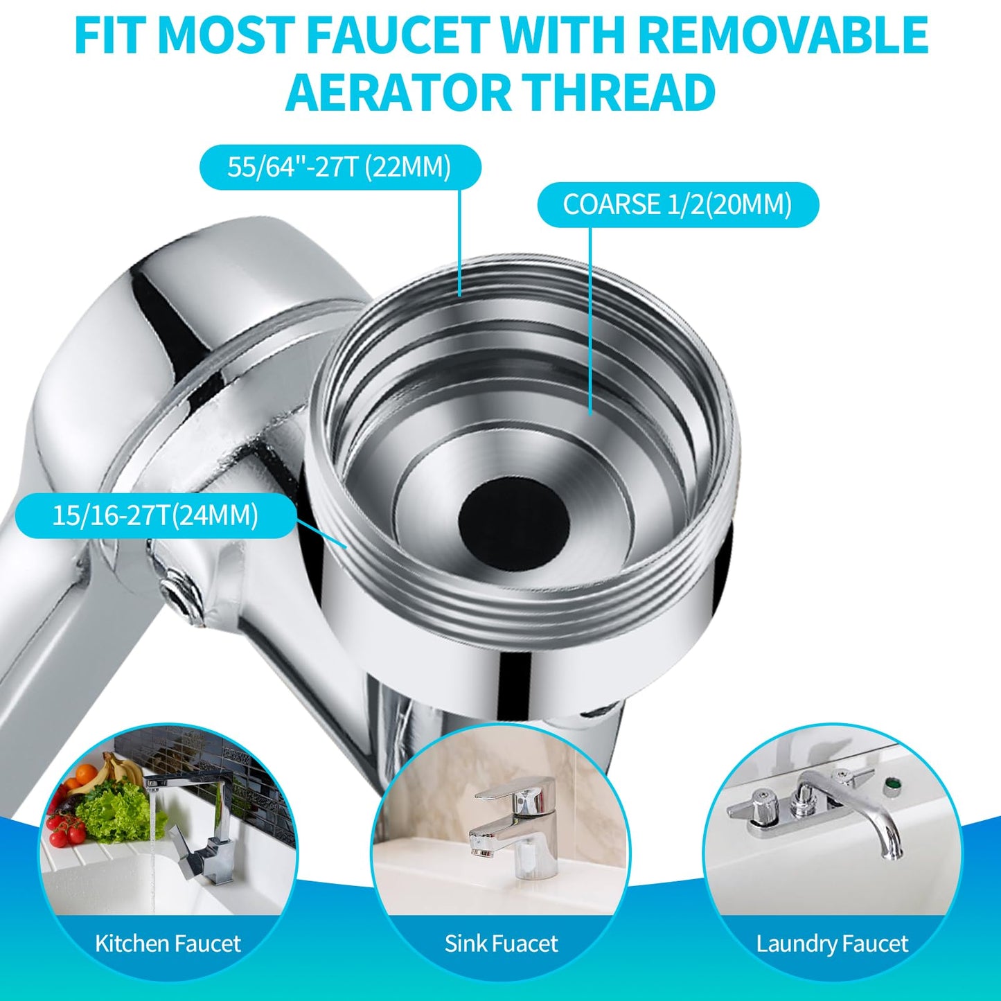 1440° Swivel Faucet Extender Sink Aerator 2 Mode Splash Water Filter Extension Kitchen Bathroom 360° Rotatable Spray Attachment Multifunctional Universal Robotic Arm Wash Hand Hair