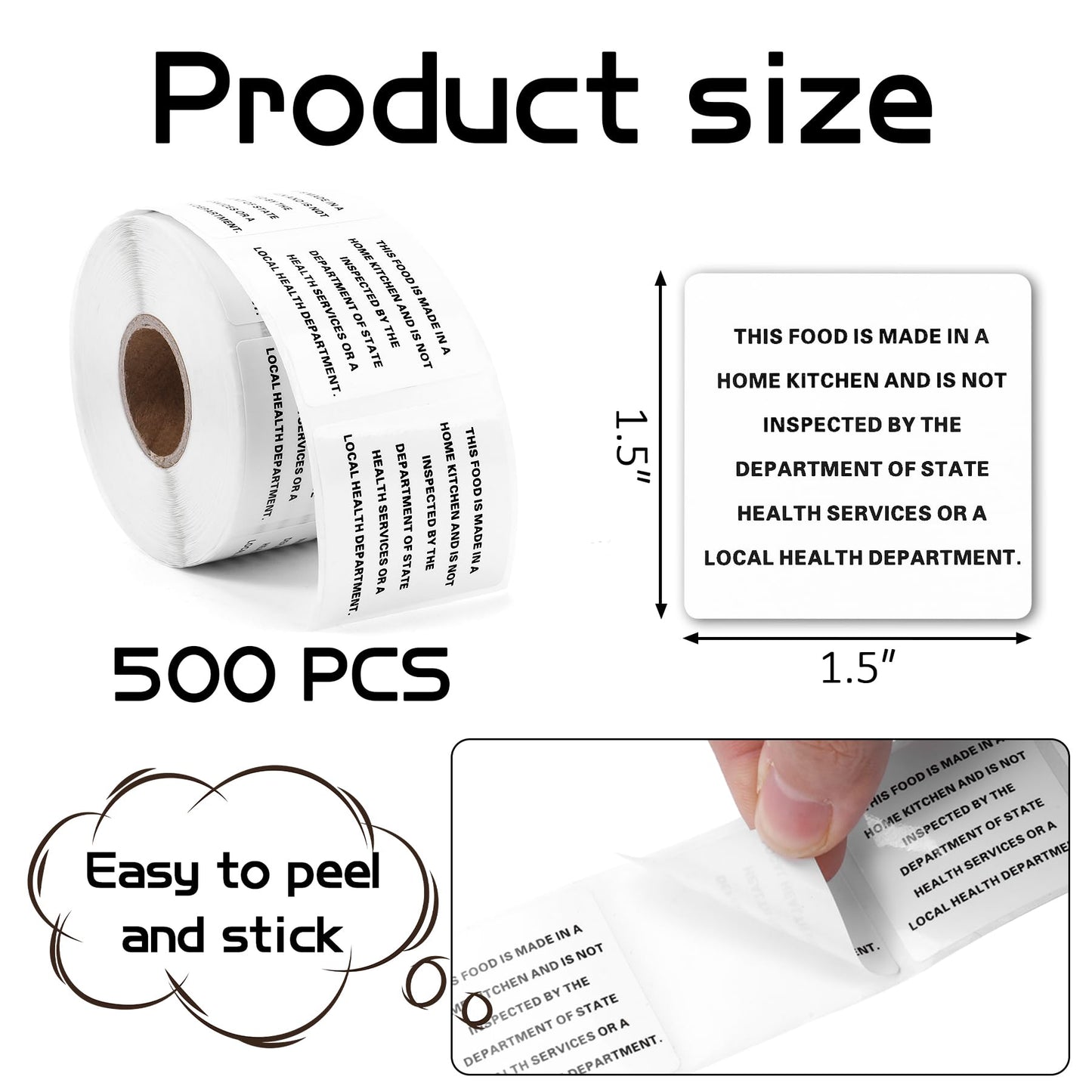 Kogcmeetl 500 Count Cottage Food Law Labels Stickers, 1.5 x 1.5 Inch Home Made Stickers Labels, Ingredients Labels Stickers for Home Kitchen