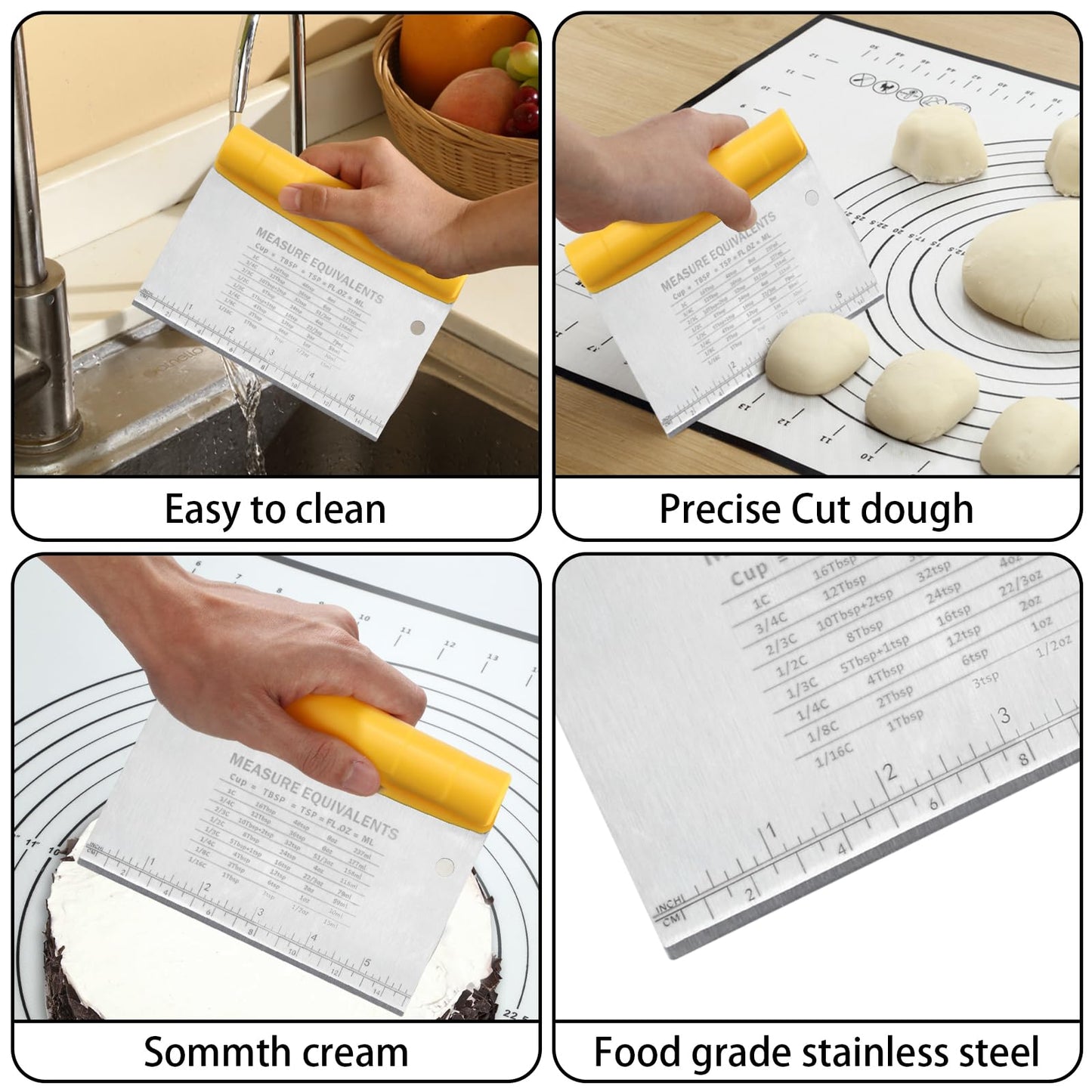Unokit Rolling Pin for Baking - 3-Piece Set, 17.5" Rolling Pin with Adjustable Thickness Rings, Stainless Steel Dough Roller, Rolling Pins for Baking Pizza, Pasta, Bread - Baking Essentials