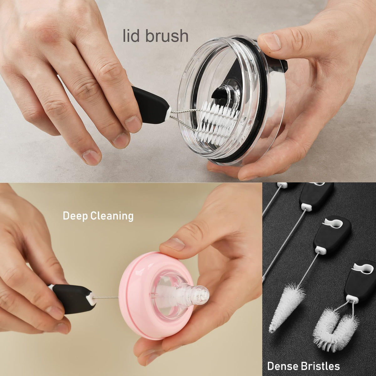 5 Pack Bottle Brush Cleaning Set with Holder