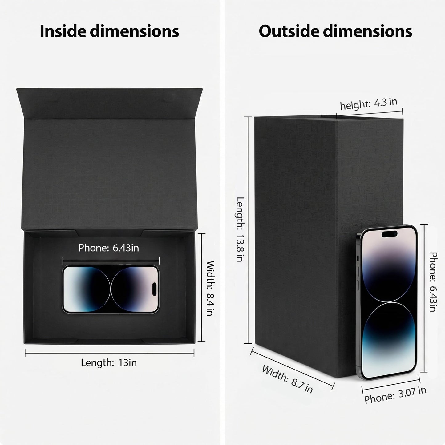 VGOODALL Black Gift Box, 14x8.7x4.3 Inches Large Gift Boxes with Magnetic Lids for Presents Anniversary Wedding Groomsman Proposal Birthday