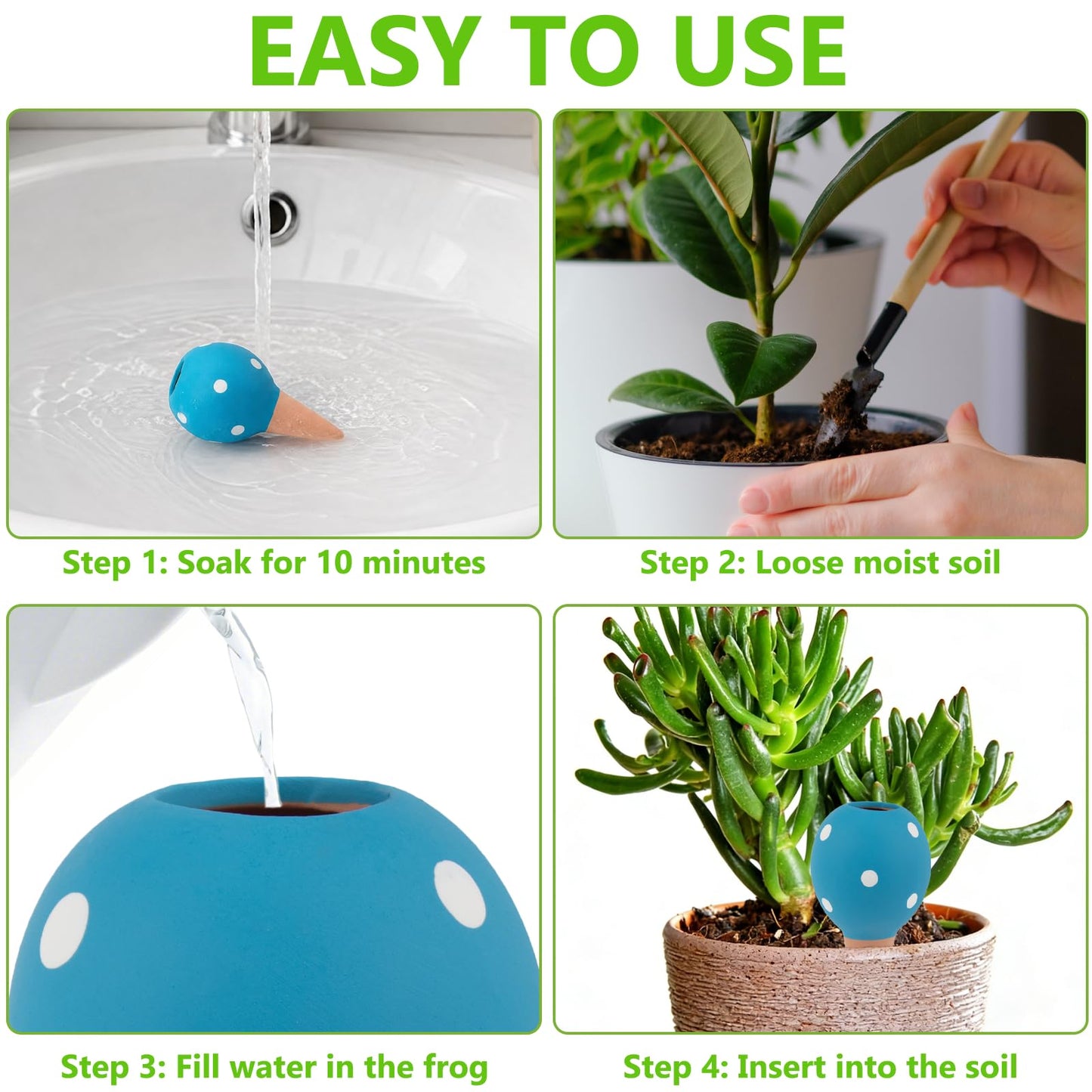 4 Pack Terracotta Watering Spikes, Vacation Self-Watering Planters Devices, Continuous Moisture with Slow Release Watering System Small Ball Shape