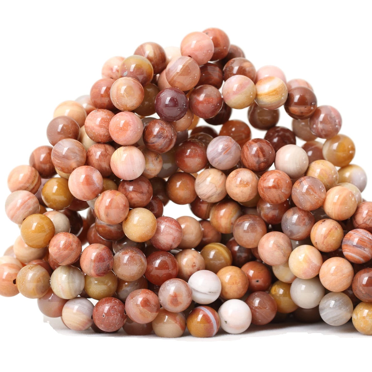 CHEAVIAN 45PCS 8mm Natural Petrified Wood Jade Round Loose Beads for Jewelry Making DIY Bracelet Necklace Materials 1 Strand 15"