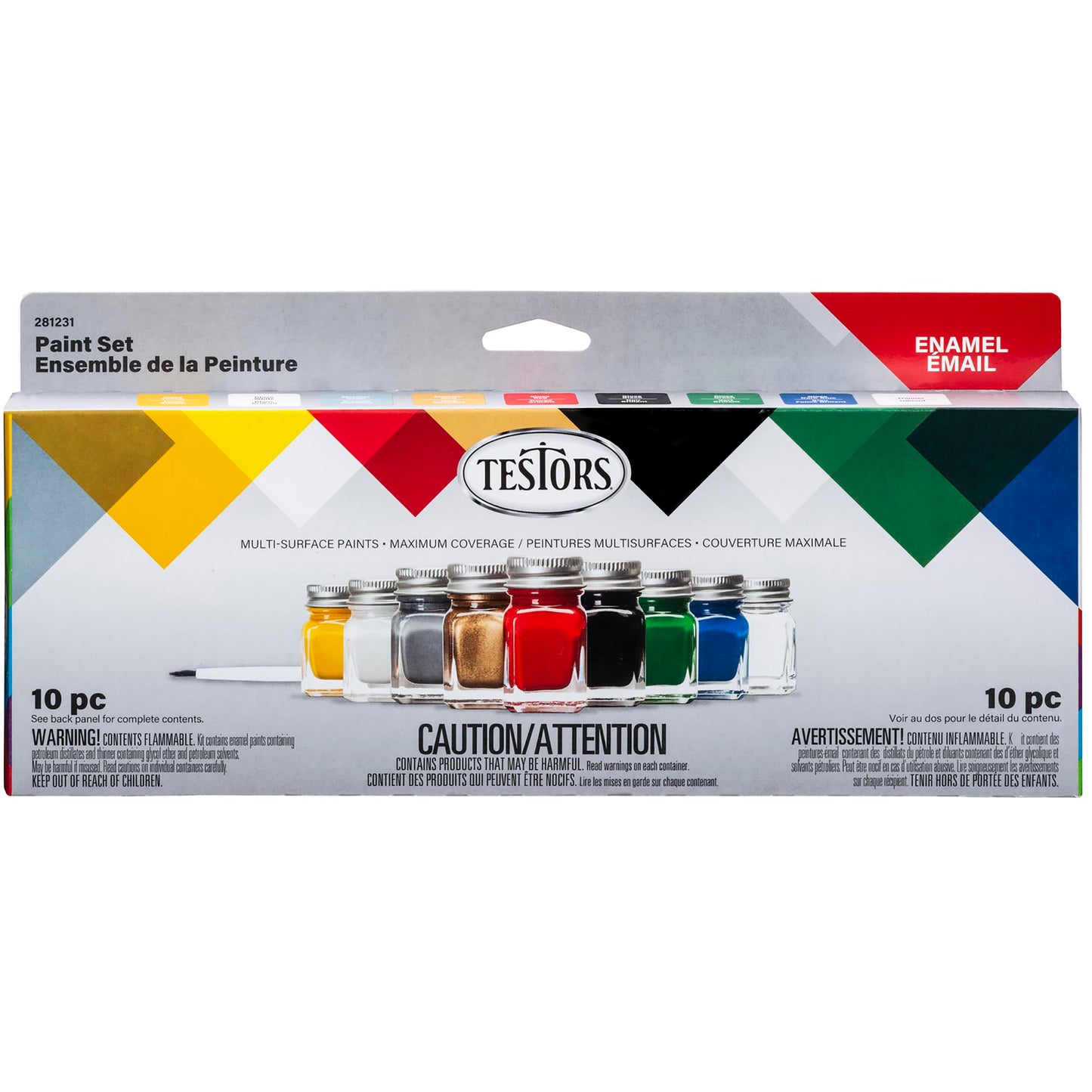 Testors 281231 Enamel Paint Set, 10 Piece Set