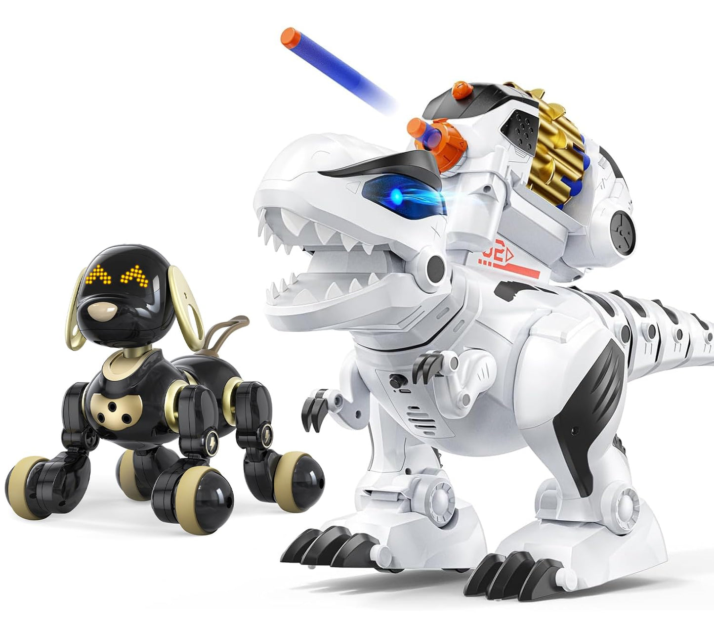 Ruko 18011 Black Gold Robot Dog and 8809 Remote Control Robot Dinosaur Toys for Kids