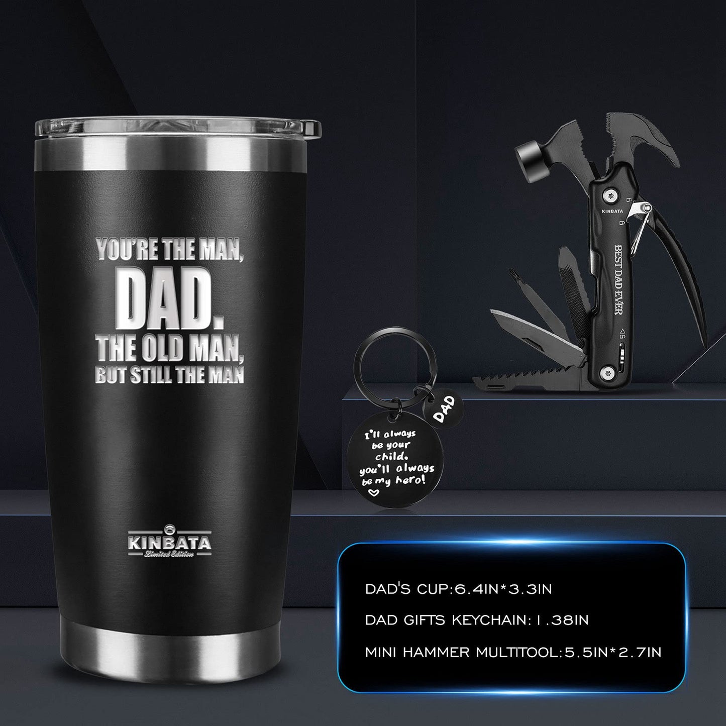 KINBATA Birthday Gift For Dad-Fathers Best Day for Dad Ever Gifts for Men from Daughter Son Wife Personalized Present for Him PaPa Multitool
