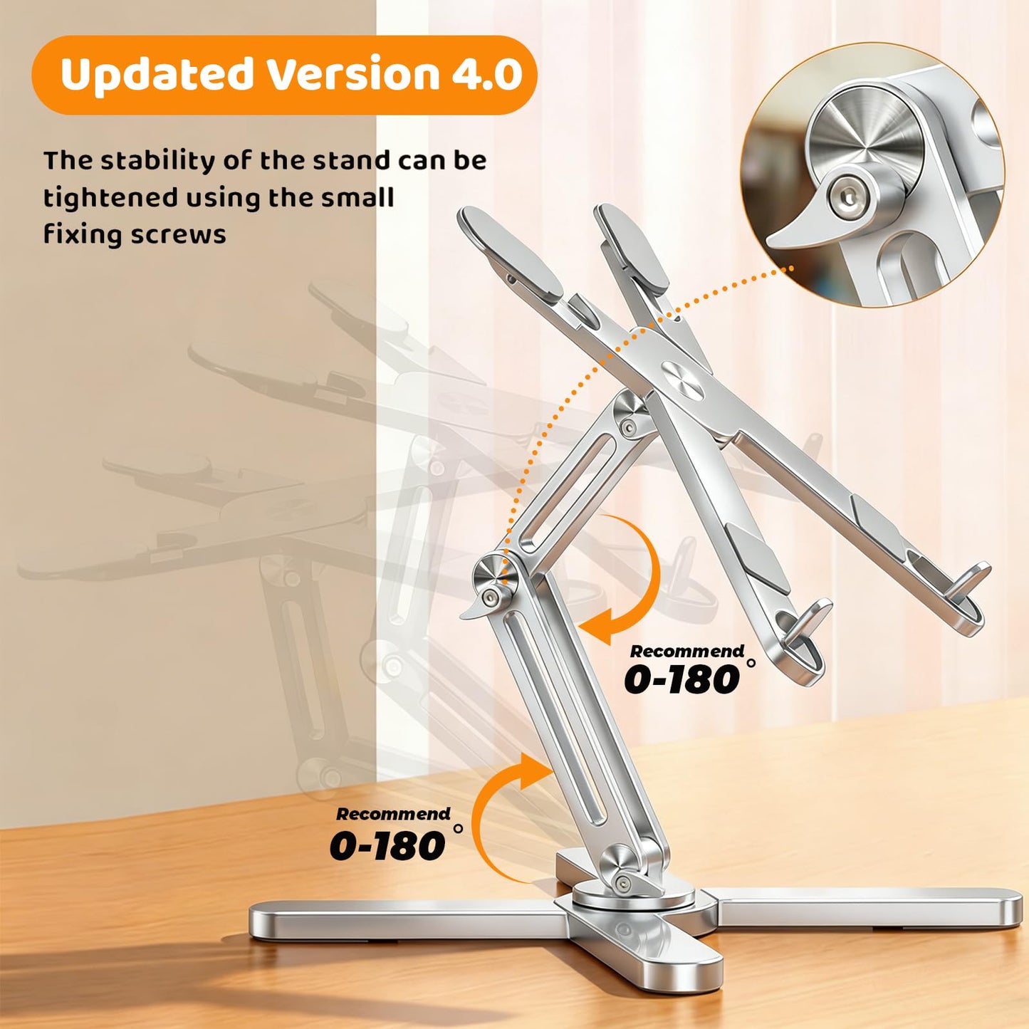 Moallia Laptop Stand with 360 Rotating Base, Computer Notebook Laptop Riser Metal Holder for Desk Collaborative Work, Fully Foldable for Easy Storage, Fits All MacBook, Laptops up to 16 inches