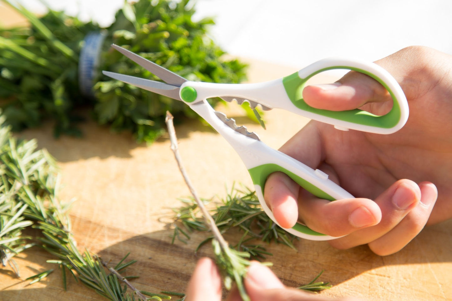 Zyliss Heavy Duty Home & Kitchen Herb Shears Scissors with Innovative Stem Stripper, Versatile Kitchen Shears for Trimming Weeds, Flower Buds & More - White/Green - 8.5 x 4.2 x 0.4 inches
