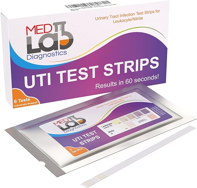 UTI Urine Test Strips(Pack of 6) Individually Wrapped Urinary Tract Infection UTI Test Kit for Women, Men, Kids Cats and Dogs