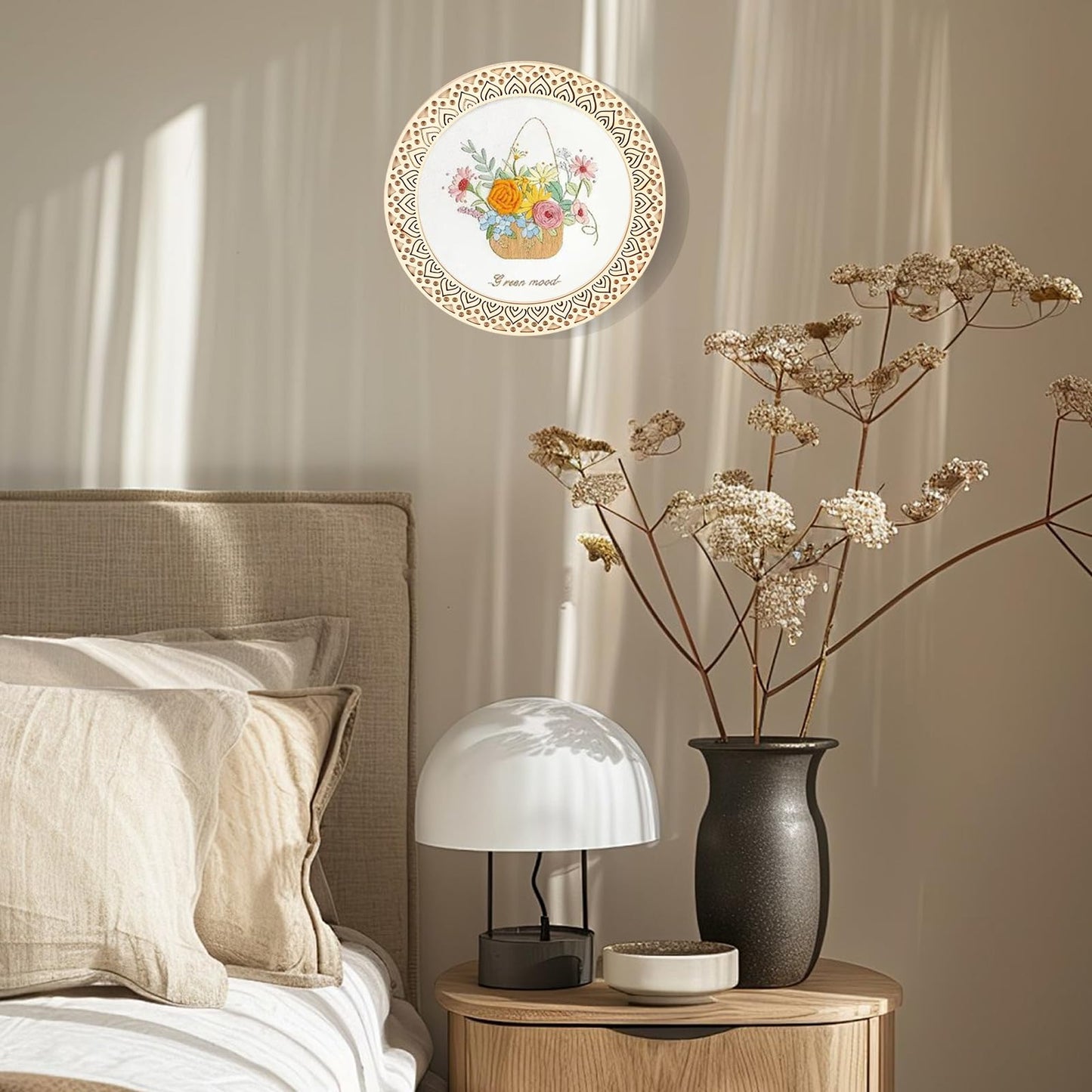 Kuabiz 8 Pcs Wood Embroidery Hoop Frame with Embroidery Hoops 8 Inch Heart Shaped Wooden Display Frame and Hoops for Finished Cross Stitch Craft Projects, Sewing & Decorative Ornaments