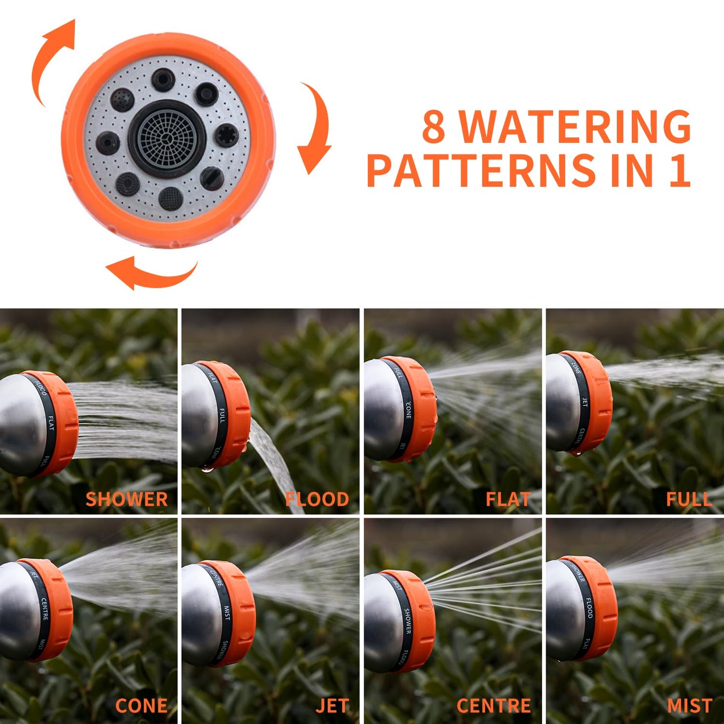 Garden Hose Nozzle,8 Patterns Hose Sprayer High Pressure,Heavy Duty Dog Wash,Metal Water Hose Nozzle with Soap Dispenser,Car Wash Foam Gun
